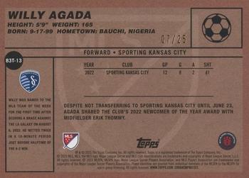 2023 Topps MLS - 1983 Topps Futbol Orange #83T-13 Willy Agada Back