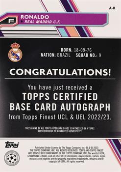 2022-23 Finest UEFA Club Competitions - Autographs Red Wave Refractor #A-R Ronaldo Back