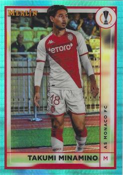 2022-23 Merlin Chrome UEFA Club Competitions - Aqua Prism Refractor #18 Takumi Minamino Front