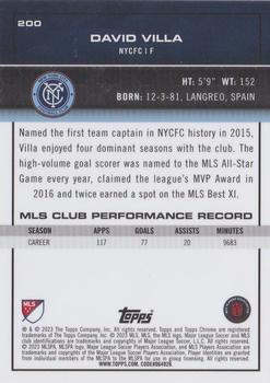 2023 Topps Chrome MLS #200 David Villa Back