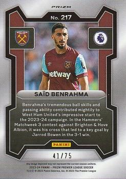 2023-24 Panini Prizm Premier League - Blue Ice #217 Said Benrahma Back