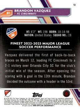 2023 Finest MLS - Orange Refractor #12 Brandon Vazquez Back