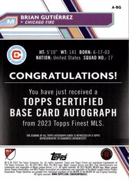 2023 Finest MLS - Base Autographs #A-BG Brian Gutiérrez Back