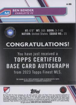 2023 Finest MLS - Base Autographs Red Refractor #A-BB Ben Bender Back