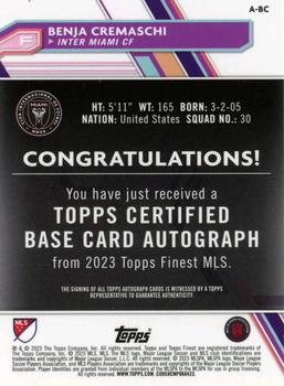 2023 Finest MLS - Base Autographs Red Refractor #A-BC Benja Cremaschi Back