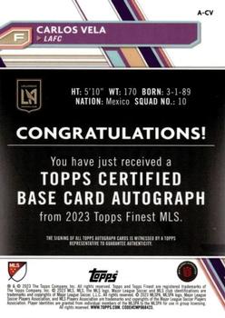 2023 Finest MLS - Base Autographs SuperFractor #A-CV Carlos Vela Back