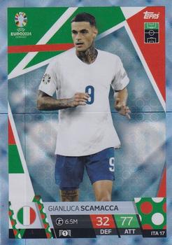 2024 Topps Match Attax Euro 2024 Germany - Blue Crystal Holograph #ITA17 Gianluca Scamacca Front