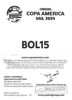 2024 Panini CONMEBOL Copa America USA Stickers #BOL15 Ramiro Vaca Back