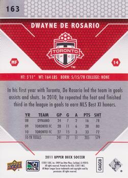 2011 Upper Deck MLS #163 Dwayne De Rosario Back