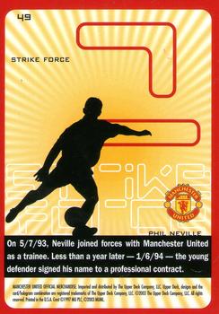 2003 Upper Deck Manchester United Strike Force #49 Phil Neville Back