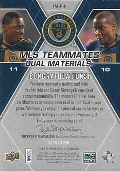 2012 Upper Deck MLS - MLS Teammates Dual Materials #TM-PHI Freddy Adu / Danny Mwanga Back