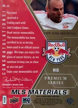 2012 Upper Deck MLS - MLS Materials Premium Series #M-JL Joel Lindpere Back