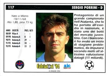 1994 Joker Italian League #117 Sergio Porrini Back