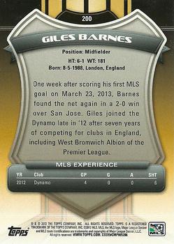 2013 Topps MLS #200 Giles Barnes Back