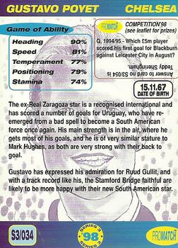 1998 Pro Match #34 Gustavo Poyet Back