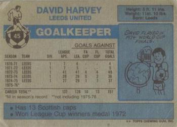 1976-77 Topps Footballer #45 David Harvey Back