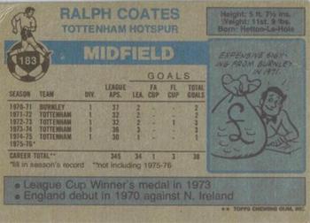 1976-77 Topps Footballer #183 Ralph Coates Back