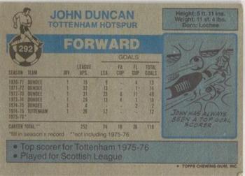 1976-77 Topps Footballer #292 John Duncan Back