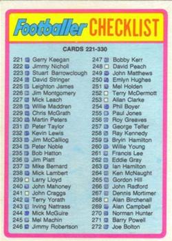 1976-77 Topps Footballer #318 Checklist 221-330 Front