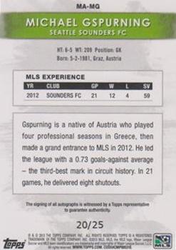 2013 Topps MLS - Maestros Autographs Gold #MA-MG Michael Gspurning Back