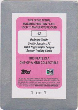 2013 Topps MLS - Printing Plates Magenta #42 DeAndre Yedlin Back