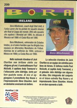 1993 Upper Deck World Cup Preview (Spanish/Italian) #209 Ireland Back