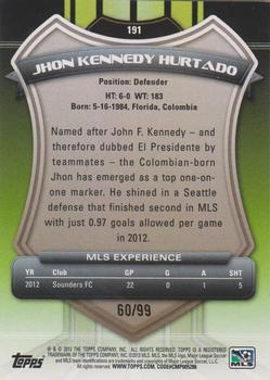 2013 Topps MLS - Purple #191 Jhon Kennedy Hurtado Back