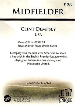 2013 Futera Unique World Football #035 Clint Dempsey Back