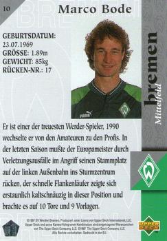 1997 Upper Deck Werder Bremen Box Set #10 Marco Bode Back
