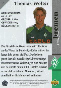 1997 Upper Deck Werder Bremen Box Set #16 Thomas Wolter Back