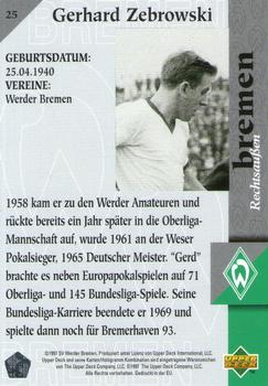 1997 Upper Deck Werder Bremen Box Set #25 Gerhard Zebrowski Back