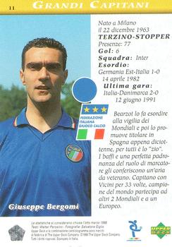 1998 Upper Deck Leggenda Azzurra Box Set #11 Giuseppe Bergomi Back