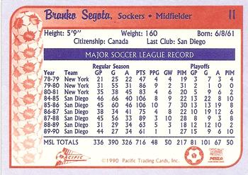 1990-91 Pacific MSL #11 Branko Segota Back