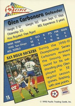 1991-92 Pacific MSL #15 Glenn Carbonara Back