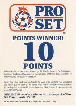 1991-92 Pro Set (England) #NNO 10 Points Winner Card / 1991-92 Pro Set Part 2 Front