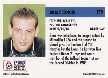 1991-92 Pro Set (England) #179 Brian Horne Back