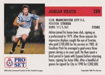 1991-92 Pro Set (England) #289 Adrian Heath  Back