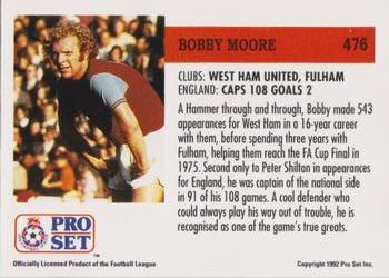 1991-92 Pro Set (England) #476 Bobby Moore Back