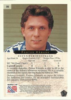 1994 Upper Deck World Cup Contenders English/Spanish #99 Pontus Kamark Back