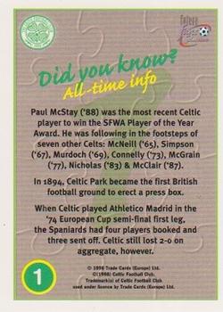 1997-98 Futera Celtic Fans Selection #1 Team Puzzle Back