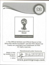 2014 Panini FIFA World Cup Brazil Stickers #92 Aurelien Chedjou Back