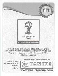 2014 Panini FIFA World Cup Brazil Stickers #93 Nicolas Nkoulou Back