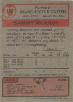 1975-76 Topps #150 Sammy McIlroy Back