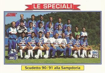 1992 Score Italian League #433 Sampdoria Team Card (Scudetto 90/91 alla Sampdoria) Front