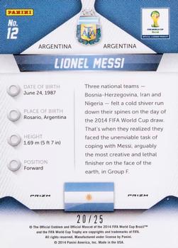 2014 Panini Prizm FIFA World Cup Brazil - Prizms Green Crystal #12 Lionel Messi Back