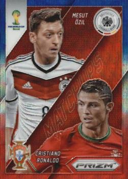 2014 Panini Prizm FIFA World Cup Brazil - World Cup Matchups Prizms Blue and Red Blue Wave #15 Cristiano Ronaldo / Mesut Ozil Front
