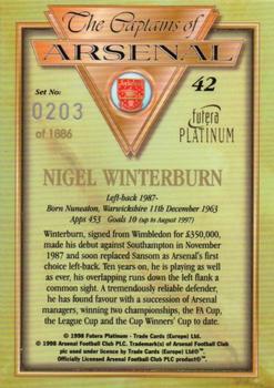 1998 Futera Platinum The Captains of Arsenal #42 Nigel Winterburn Back