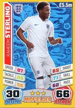 2014 Topps Match Attax England World Cup #97 Raheem Sterling Front