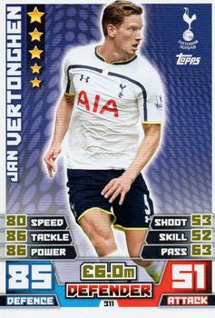 2014-15 Topps Match Attax Premier League #311 Jan Vertonghen Front