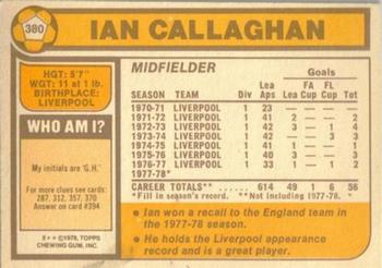 1978-79 Topps #380 Ian Callaghan Back